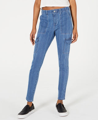 Dickies Women's Stripe Skinny Cargo Jeans Blue Size 11