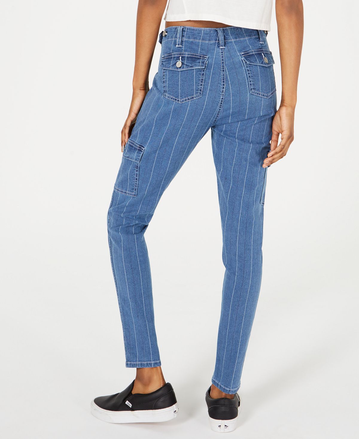 Calça Jeans Cargo Skinny Listrada Dickies Feminina Azul Tamanho 11