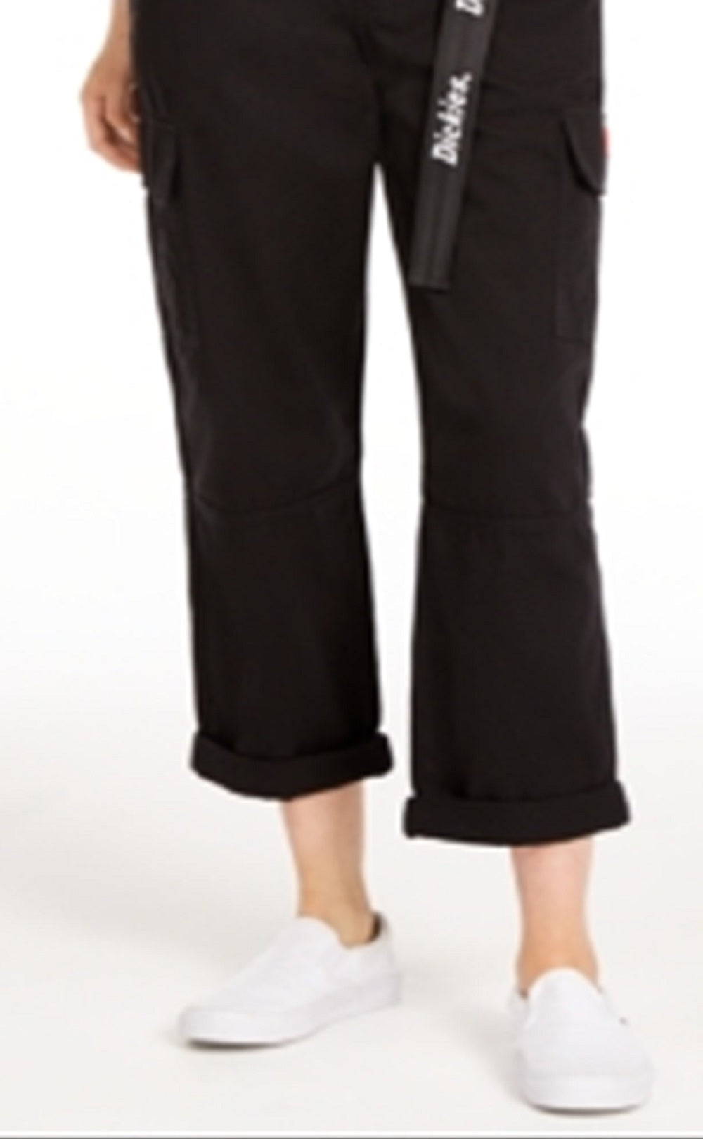 Calça cargo feminina Dickies com cinto, tamanho 11, preta