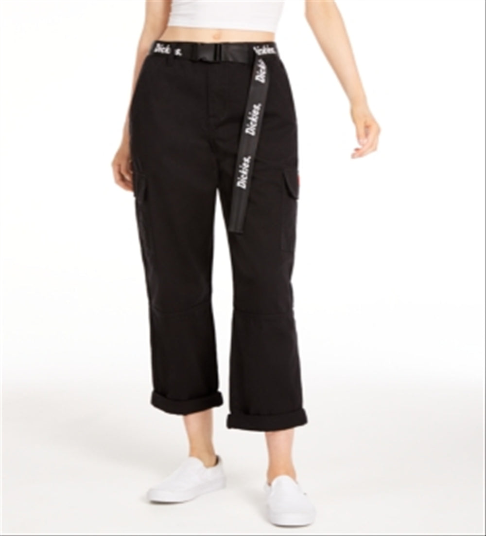 Calça cargo feminina Dickies com cinto, tamanho 11, preta