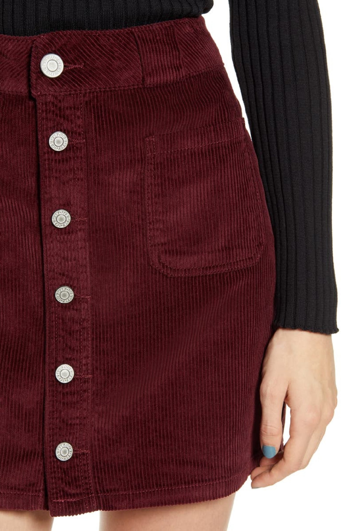 Dickies Minissaia de veludo cotelê com bolsos aplicados para mulheres, vermelha, tamanho 7