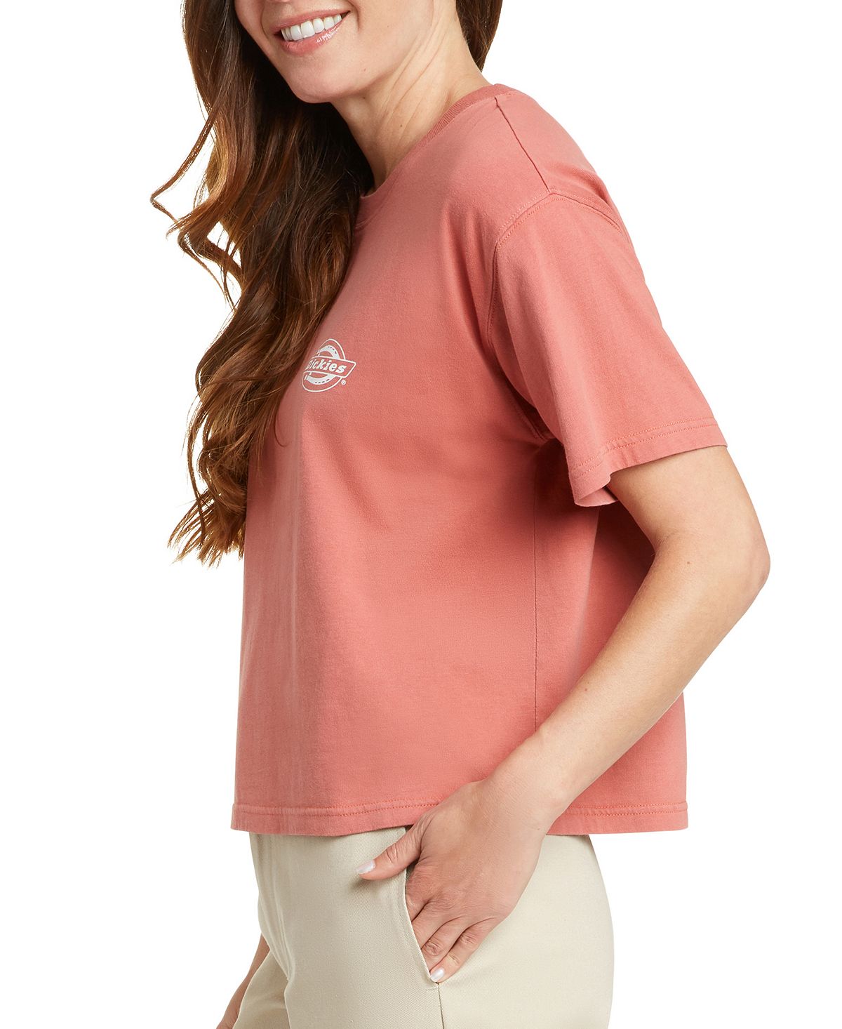 Camiseta curta com estampa gráfica e logotipo de algodão Dickies Junior's, tamanho Terracota, tamanho P