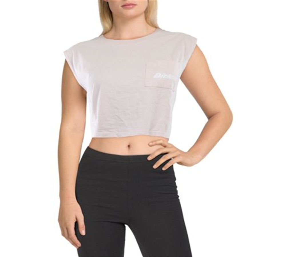 Camiseta Dickies Feminina de Algodão com Comprimento Curto e Logotipo Gráfico, Manga Curta e Gola Redonda, Rosa, Tamanho M
