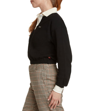 Camisa polo feminina Dickies de algodão com bainha elástica, preta, tamanho pequeno