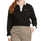 Camisa polo feminina Dickies de algodão com bainha elástica, preta, tamanho pequeno