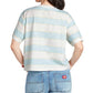 Camiseta Dickies Feminina Listrada com Canelado e Manga Curta e Gola Redonda Azul Tamanho Grande