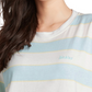 Camiseta Dickies Feminina Listrada com Canelado e Manga Curta e Gola Redonda Azul Tamanho Grande