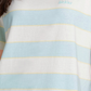 Camiseta Dickies Feminina Listrada com Canelado e Manga Curta e Gola Redonda Azul Tamanho Grande