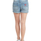 Dickies Shorts Jeans Feminino Cintura Alta com Punho Azul Tamanho 3