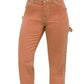 Calça feminina Dickies Carpenter com bolso e zíper, cintura alta, perna reta, laranja, tamanho 9