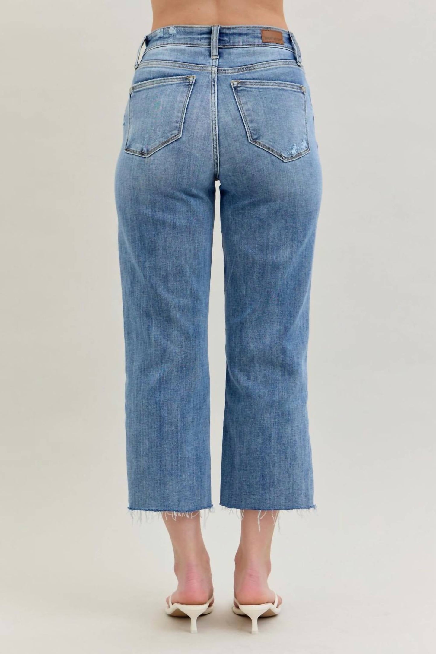 Judy Blue - High Waist Destroy Wide Leg Crop Denim Jeans
