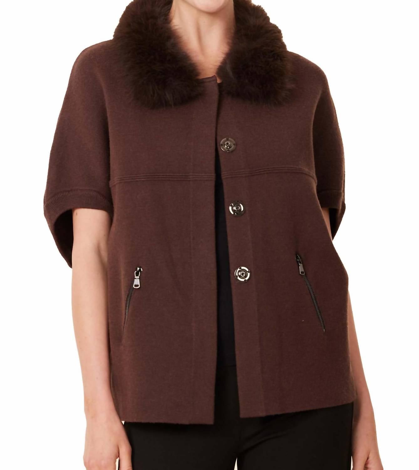 Dolce Cabo - Faux Fur Trim Cardigan