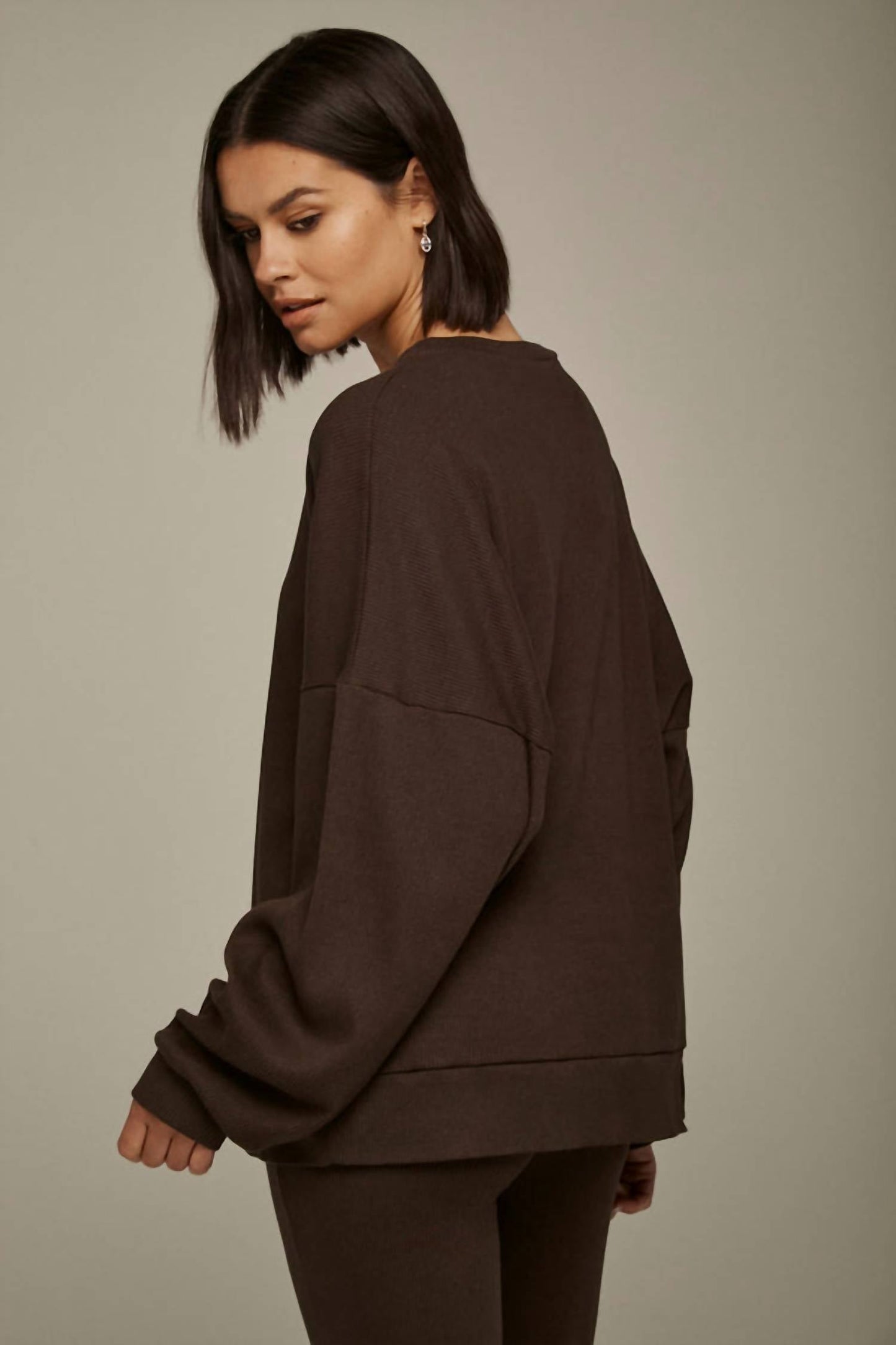 Lanston - Porter Ribbed Oversized Crewneck Pullover Top