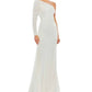 Ieena For Mac Duggal - Sequined One Shoulder Trumpet Gown