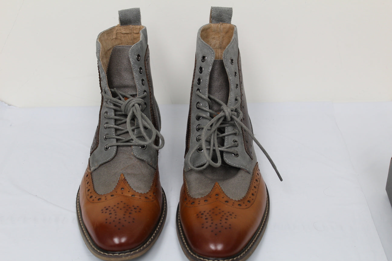 Botas Stacy Adams Finnegan Wingtip com cadarço, masculinas, marrom, tamanho 11,5 M