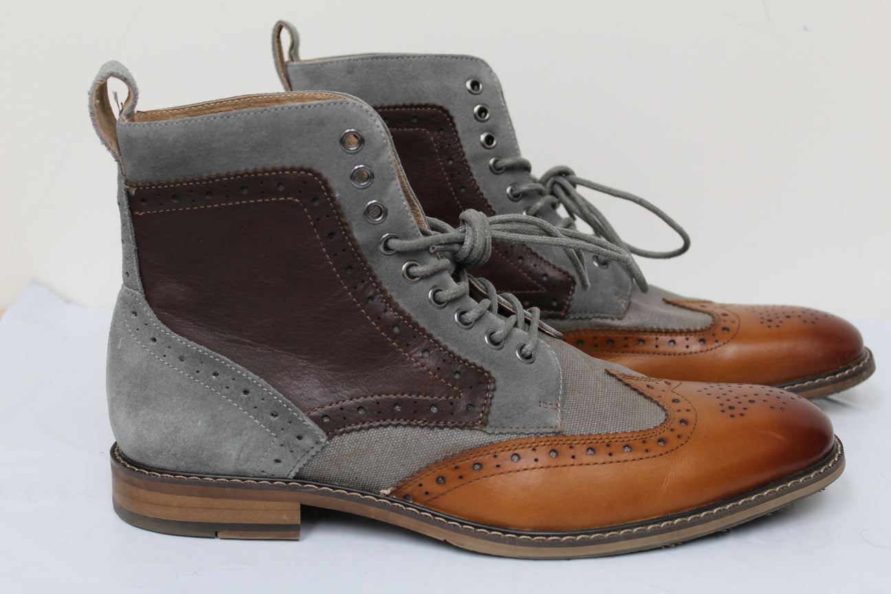 Botas Stacy Adams Finnegan Wingtip com cadarço, masculinas, marrom, tamanho 11,5 M