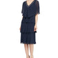 Vestido feminino de chiffon em camadas com cardigan azul tamanho 14 da SL Fashions