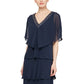 Vestido feminino de chiffon em camadas com cardigan azul tamanho 14 da SL Fashions