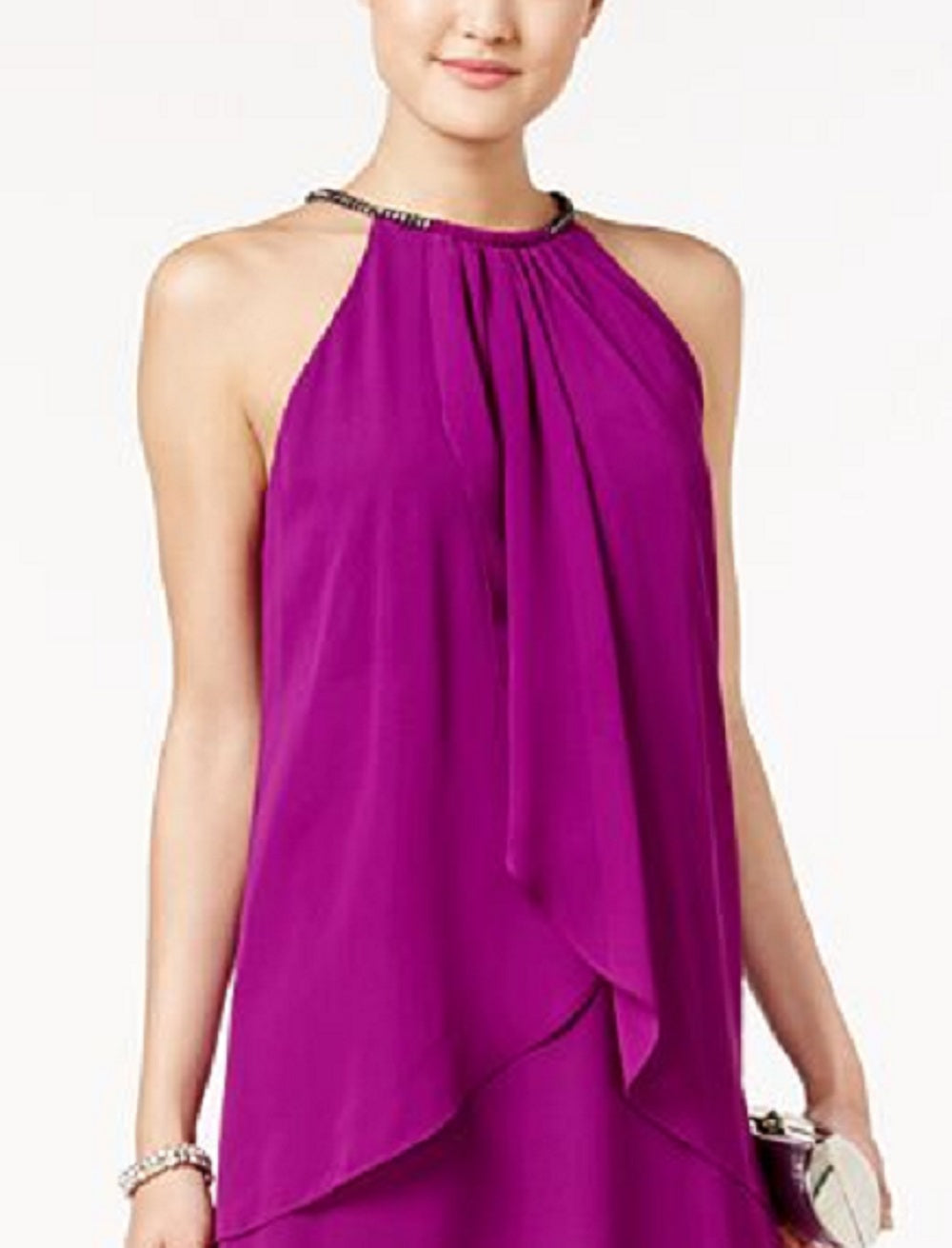 Vestido feminino em camadas SL Fashions, roxo, tamanho 8