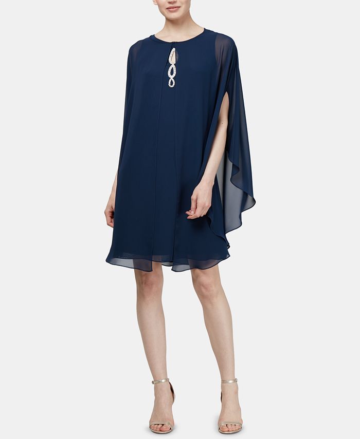 Vestido de coquetel feminino de duas peças SL Fashions, azul, tamanho 12