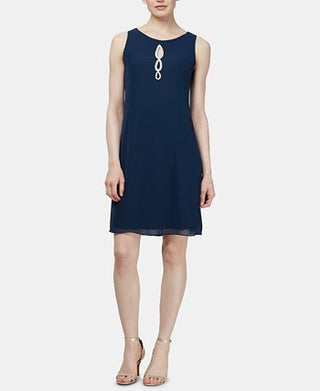 Vestido de coquetel feminino de duas peças SL Fashions, azul, tamanho 12