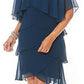Vestido de chiffon em camadas com detalhes da SL Fashions para mulheres, azul, tamanho 12