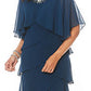 Vestido de chiffon em camadas com detalhes da SL Fashions para mulheres, azul, tamanho 12