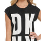 Túnica feminina DKNY com logo alto e baixo, preta, tamanho médio
