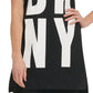 Túnica feminina DKNY com logo alto e baixo, preta, tamanho médio