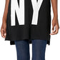 Túnica feminina DKNY com logo alto e baixo, preta, tamanho X-S