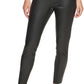 Leggings femininas DKNY de couro sintético, pretas, tamanho extragrande