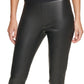 Leggings femininas DKNY de couro sintético, pretas, tamanho extragrande