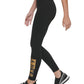 Leggings femininas DKNY Sport Two Tone Graphic, amarelas, tamanho X-S
