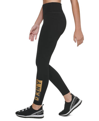 Leggings femininas DKNY Sport Two Tone Graphic, amarelas, tamanho X-S