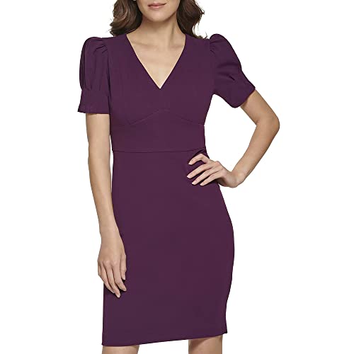 Vestido tubinho com manga bufante DKNY feminino, roxo, tamanho 4