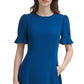 Vestido feminino DKNY com babados e ajuste evasê, azul, tamanho 2