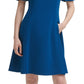 Vestido feminino DKNY com babados e ajuste evasê, azul, tamanho 2