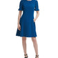 Vestido feminino DKNY com babados e ajuste evasê, azul, tamanho 2