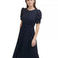 Vestido midi feminino DKNY com bolinhas, azul, tamanho 16
