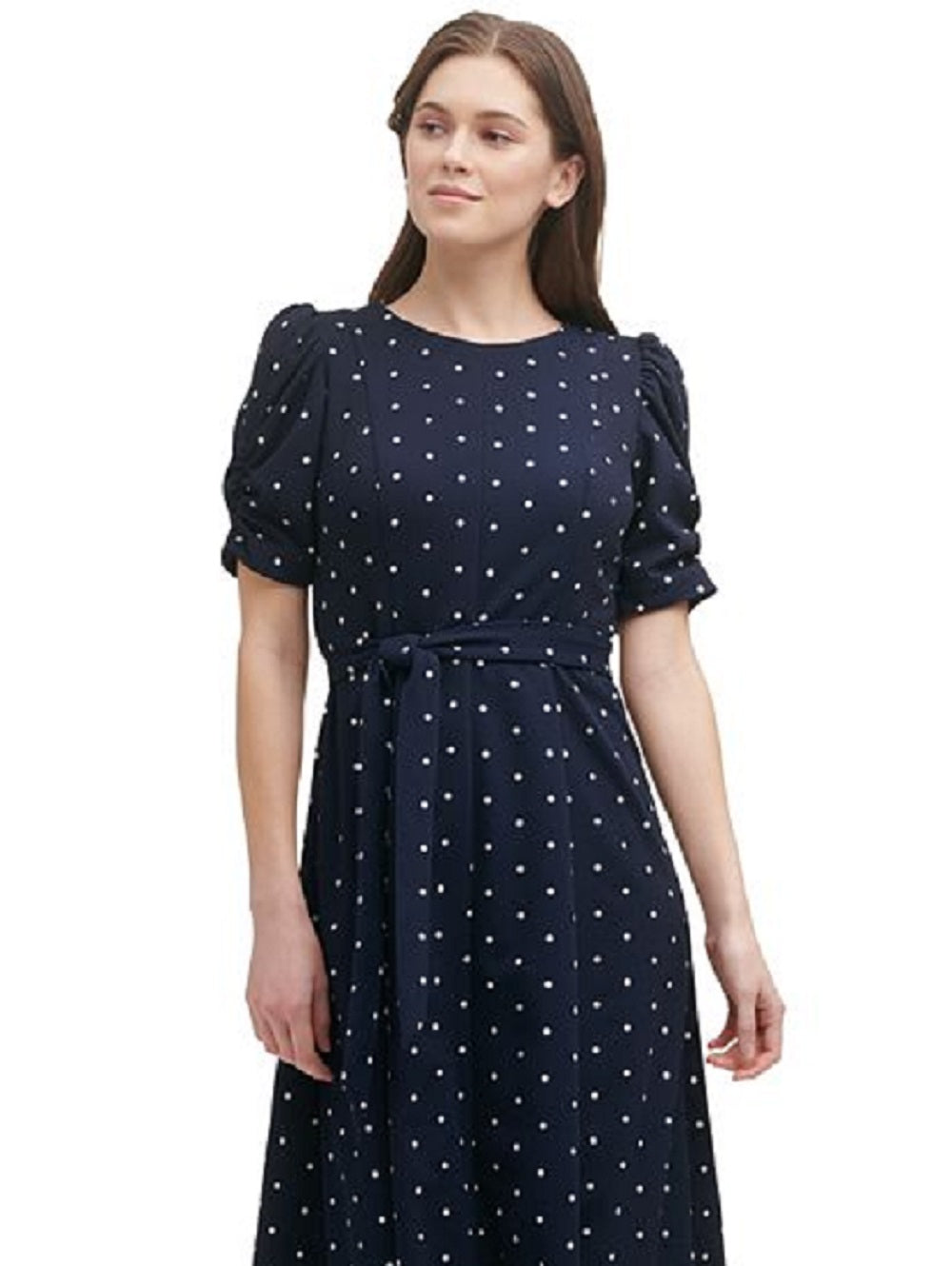 Vestido MIDI de bolinhas DKNY feminino azul tamanho 6