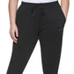Calça jogger feminina DKNY com detalhes, preta, tamanho 2X