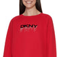 Moletom feminino DKNY Sport com logo bordado, vermelho, tamanho X-G