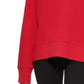 Moletom feminino DKNY Sport com logo bordado, vermelho, tamanho X-G