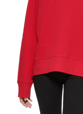 Moletom feminino DKNY Sport com logo bordado, vermelho, tamanho X-G