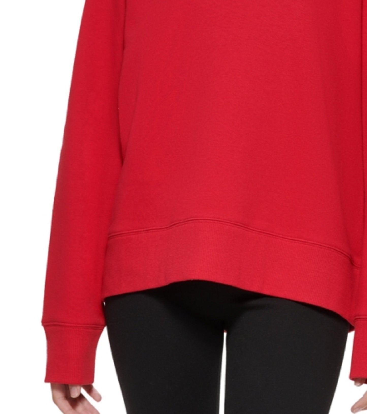 Moletom feminino DKNY com logo embelezado, vermelho, tamanho grande