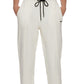 Calça de moletom esportiva feminina DKNY com cordão e logotipo, branca, tamanho extragrande
