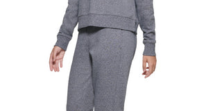 Moletom feminino DKNY com logo bordado de algodão, azul, tamanho P
