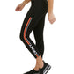Leggings femininas DKNY Sport com listras laterais e logotipo 7/8, laranja, tamanho extrapequeno