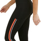 Leggings femininas DKNY Sport com listras laterais e logotipo 7/8, laranja, tamanho extrapequeno