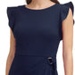 Vestido feminino DKNY com cintura franzida e mangas esvoaçantes, azul, tamanho 10